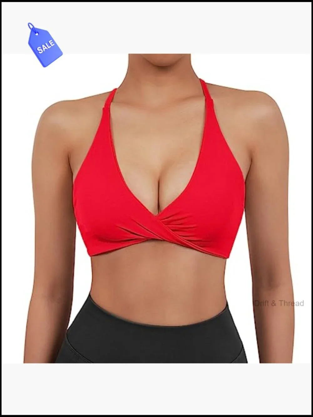 2 Pack Twist V Neck Sports Bra Set Open Back Strappy Crop Tops